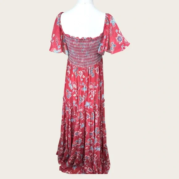 Sachin + Babi The‎ Kara Red floral Ruched Tiered Maxi Dress - Picture 5 of 14